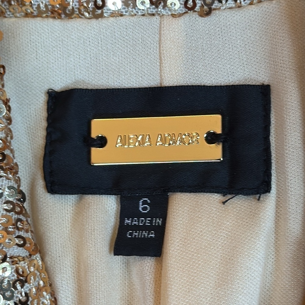 Alexia Admor Size 6 Abbie Blazer Gold Sequins - Picture 10 of 11